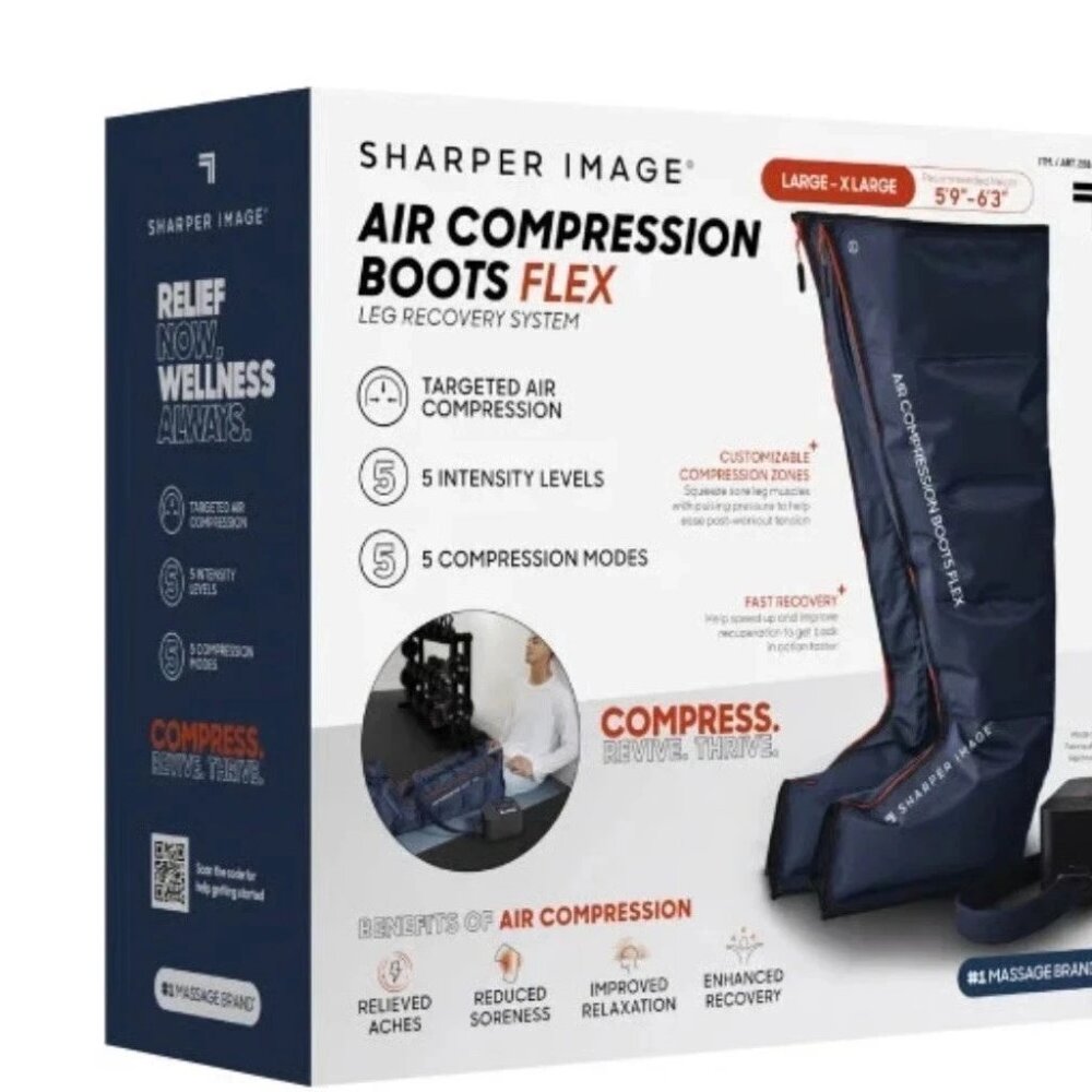 Sharper Image Air Compression Boots Flex Leg Recovery System Large/X-Large